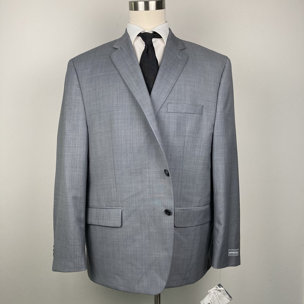 Michael Kors Mens Classic-fit Suit Jacket Blazer 50R Grey Stretch E06833